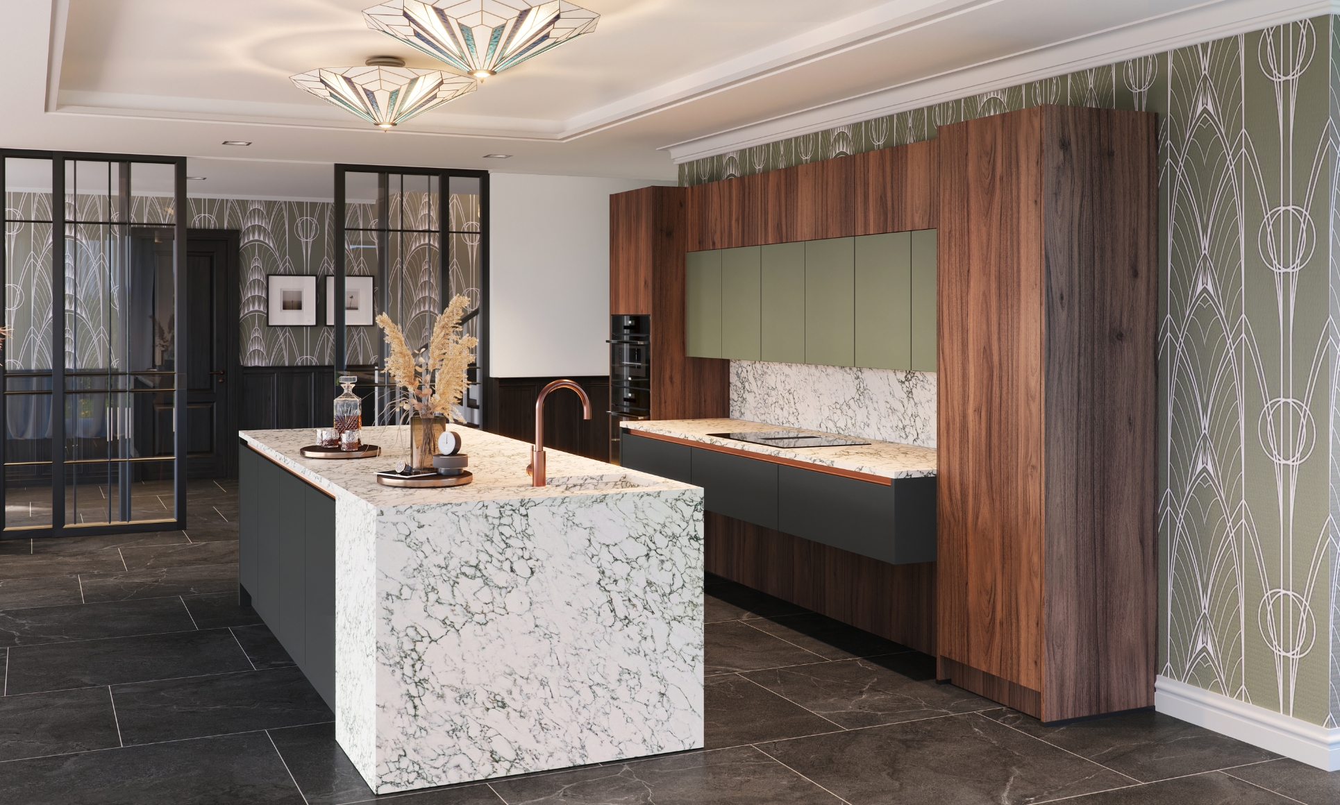 Marbling moods kitchen design